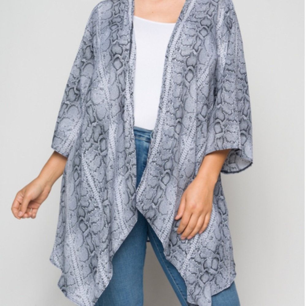 Grey snake print Kimono PLUS size - Picture 1 of 5